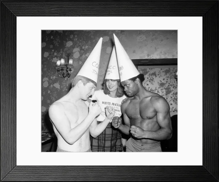 Framed Print : Kirkland Laing left seen here with his opponent Colin Jones and Whyte