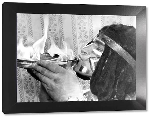 Fire eater Tommy Goldsmith performing in March 1972