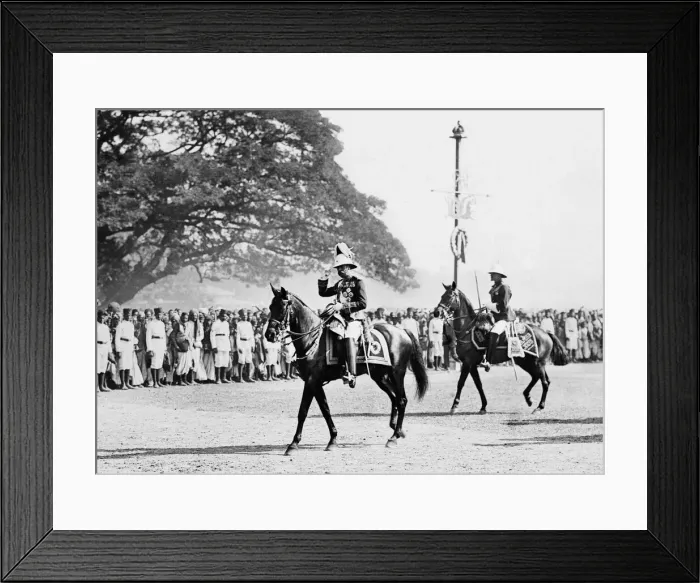 Framed Print : Royal Visit of King George V and Queen Mary to India. King George on horseback Framed Print : Royal Visit of King George V and Queen Mary to India. King George on horseback