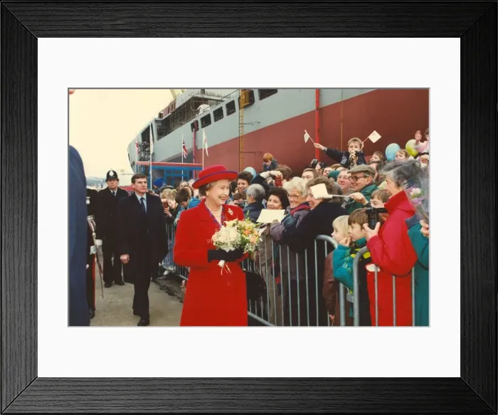 Framed Print : Queen Elizabeth II visits the North East - at Swan Hunter Shipyard to launch the James Framed Print : Queen Elizabeth II visits the North East - at Swan Hunter Shipyard to launch the James
