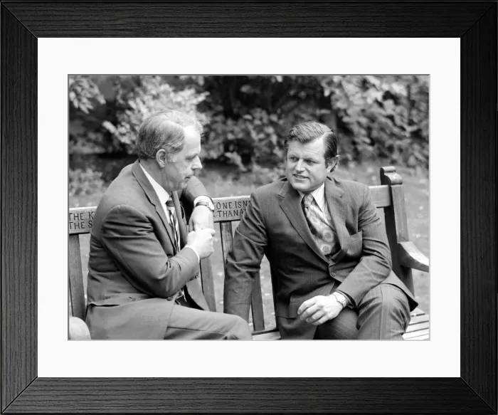 Framed Print : American senator Edward Kennedy speaking to Doctor John Brotherson Framed Print : American senator Edward Kennedy speaking to Doctor John Brotherson