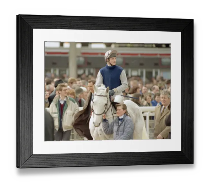 Framed Print : Jockey Richard Dunwoody on Desert Orchid after finishing in third place in the Gold Cup Framed Print : Jockey Richard Dunwoody on Desert Orchid after finishing in third place in the Gold Cup