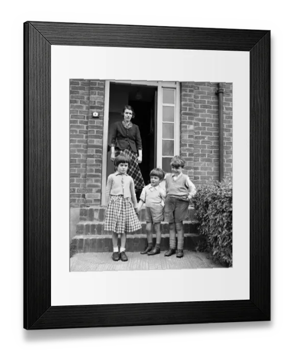 Framed Print : The happy faces of three little children - faces that their parents James