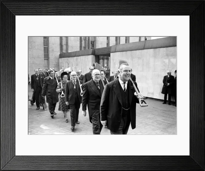 Framed Print : Unusual / Men / Marching: Garden Spades'on parade in the city Framed Print : Unusual / Men / Marching: Garden Spades'on parade in the city