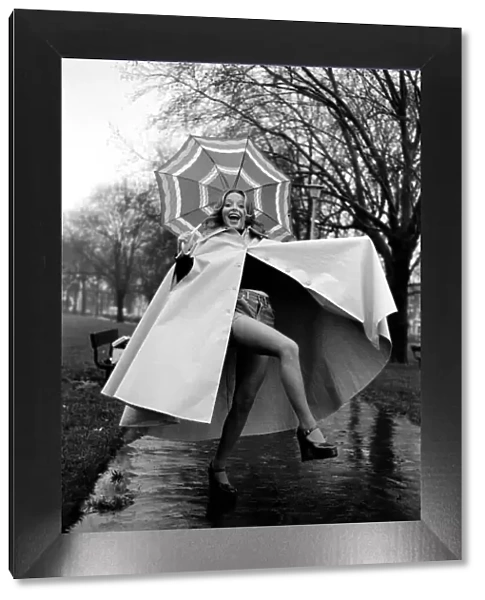 Woman  /  Umbrella  /  Humour: Actress Cheryl Gilham. January 1975 75-00534-007
