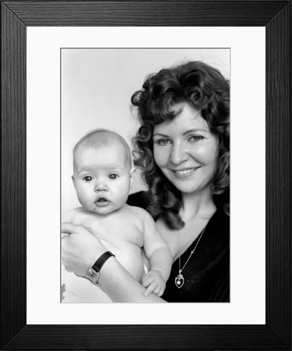 Framed Print : Mother and Child: Miss Brighton 1990'. Will little 3-month-old Tanya follow in Framed Print : Mother and Child: Miss Brighton 1990'. Will little 3-month-old Tanya follow in