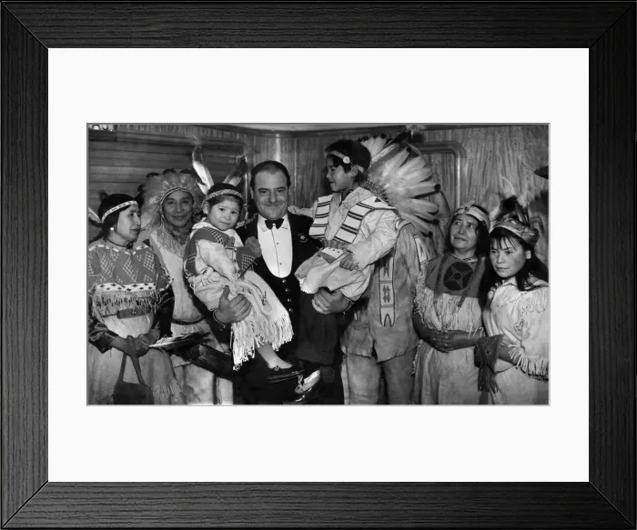 Framed Print : Empress of France arrives Liverpool. Deck Steward Gilbert with Diane Rider Framed Print : Empress of France arrives Liverpool. Deck Steward Gilbert with Diane Rider