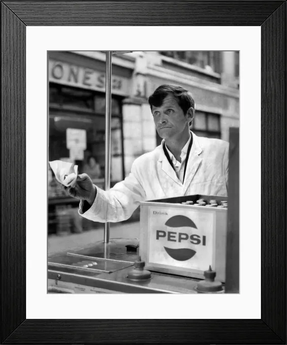 Framed Print : John O Brien of Londons West End, pushes his hot dog stand from Wardour Mews Framed Print : John O Brien of Londons West End, pushes his hot dog stand from Wardour Mews