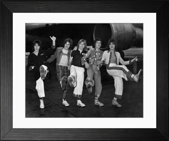 Framed Print : Tartan Superstars The bay city rollers'left Heathrow Airport today for New Framed Print : Tartan Superstars The bay city rollers'left Heathrow Airport today for New