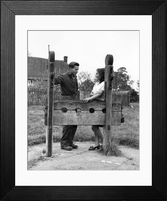 Framed Print : Stocks At Sulgrave Manor. P005061 Framed Print : Stocks At Sulgrave Manor. P005061