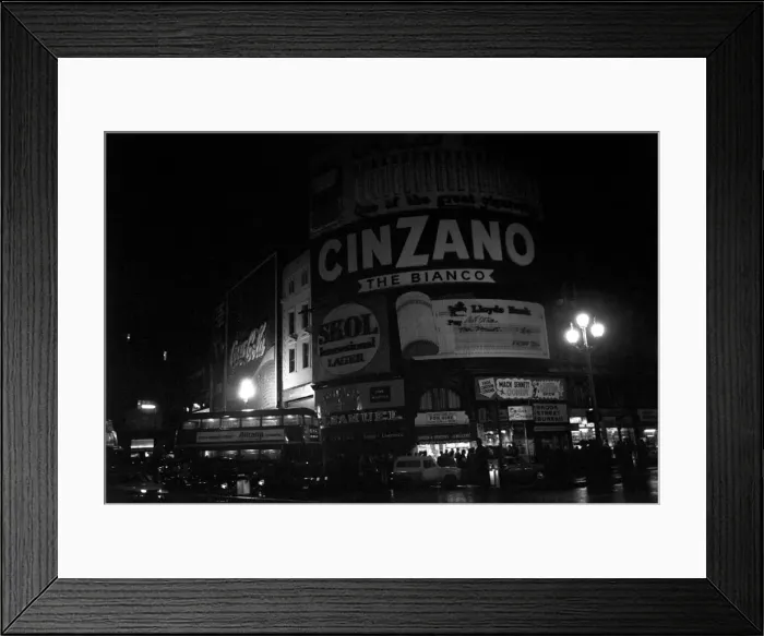 Framed Print : Piccadilly without lights. Piccadilly Circus is blacked out at 7. 15 p Framed Print : Piccadilly without lights. Piccadilly Circus is blacked out at 7. 15 p