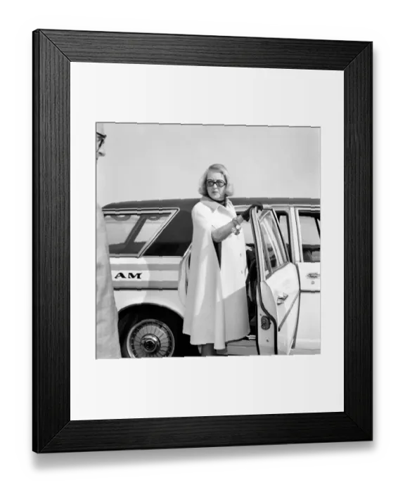 Framed Print : Arrivals at Heathrow. Film Star Bette Davis Arriving London Airport from the States Framed Print : Arrivals at Heathrow. Film Star Bette Davis Arriving London Airport from the States