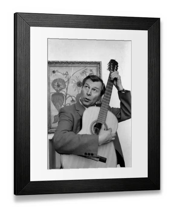Framed Print : Comedian  /  Humour: Clive Dunne and family. Clive Dunne at home with his wife, Priscilla