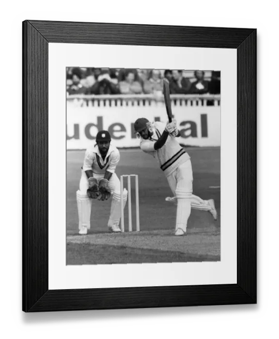Framed Print : West Indies v. India: Another big hit from Indian Batsman Yashpal Sharma Framed Print : West Indies v. India: Another big hit from Indian Batsman Yashpal Sharma