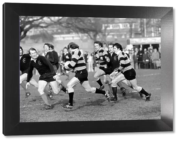 Rugby: The rugby union match. Saracens vs. Cardiff. February 1975 75-01042
