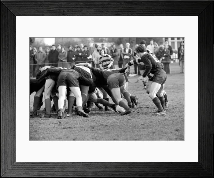 Framed Print : Rugby: The rugby union match. Saracens vs. Cardiff. February 1975 75-01042-001