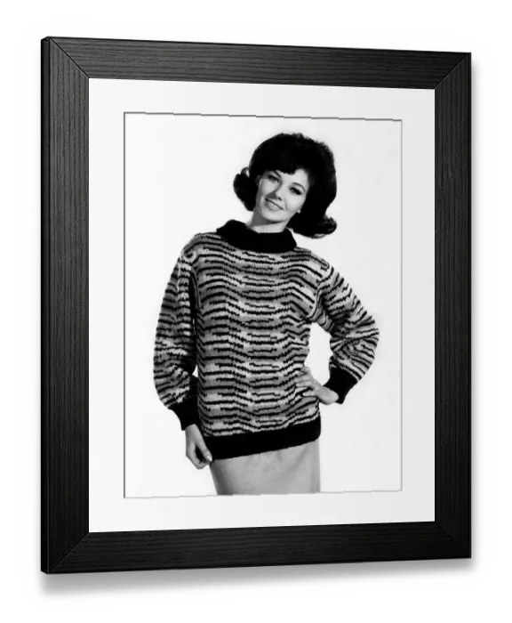 Framed Print : Reveille Fashions: Meriel Weston wearing striped jumper. October 1964 P006756
