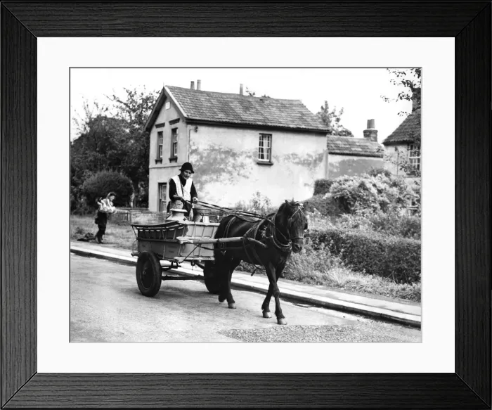 Framed Print : Daniels: Mrs. Harriet Spencer. Aged 86, starting off on her milk round in the village of Framed Print : Daniels: Mrs. Harriet Spencer. Aged 86, starting off on her milk round in the village of