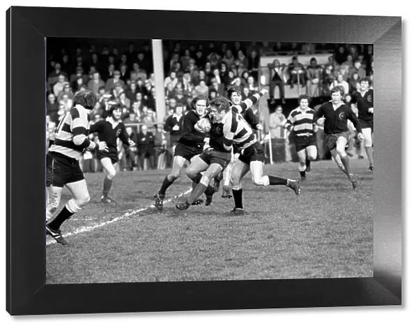 Rugby: The rugby union match. Saracens vs. Cardiff. February 1975 75-01042-006