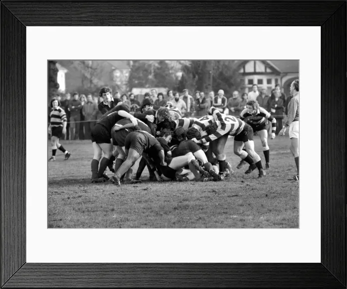 Framed Print : Rugby: The rugby union match. Saracens vs. Cardiff. February 1975 75-01042-002