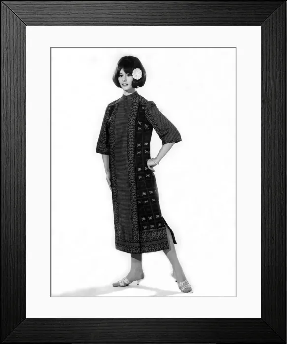 Framed Print : Reveille Fashions 1966: Lynne Winterson wearing oriental dress. February 1966 P006740 Framed Print : Reveille Fashions 1966: Lynne Winterson wearing oriental dress. February 1966 P006740