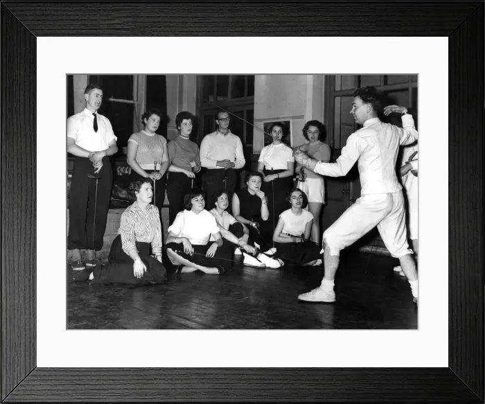Framed Print : Sport: Fencing. October 1957 P005394 Framed Print : Sport: Fencing. October 1957 P005394