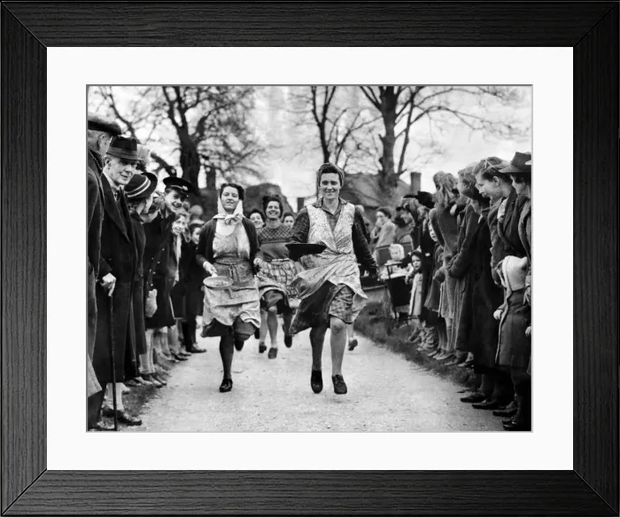 Framed Print : A revival of a five hundred year old custom took place at Olney. Bucks