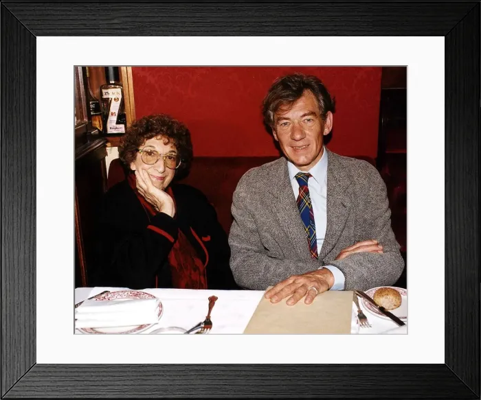 Framed Print : Sir Ian McKellen actor with journalist Marje Proops at the Gay Hussar Framed Print : Sir Ian McKellen actor with journalist Marje Proops at the Gay Hussar
