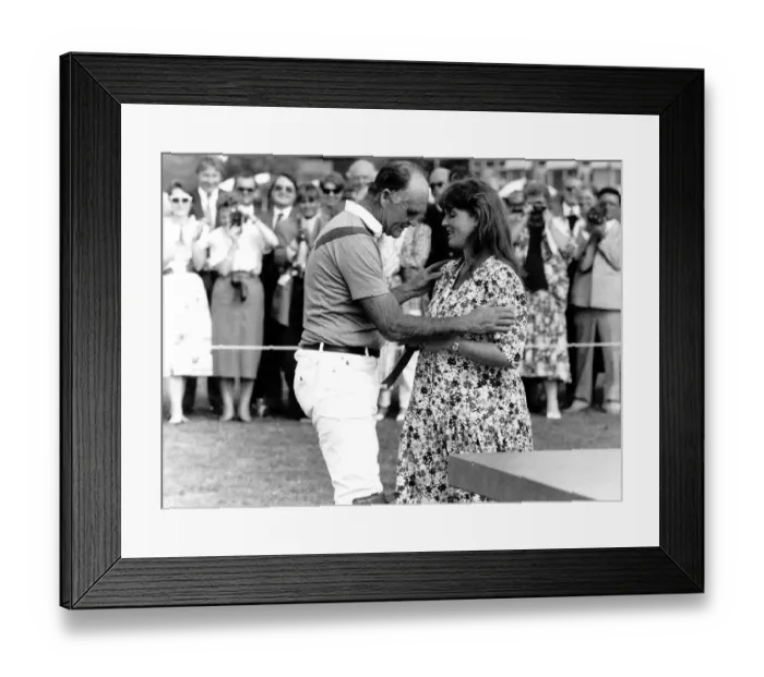 Framed Print : Major Ronald Ferguson with his pregnant daughter Sarah at windsor Polo club