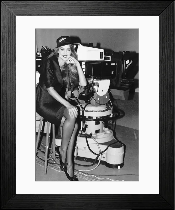 Framed Print : TV Progs Telethon 92 with Jerry Hall doing a promotion Framed Print : TV Progs Telethon 92 with Jerry Hall doing a promotion