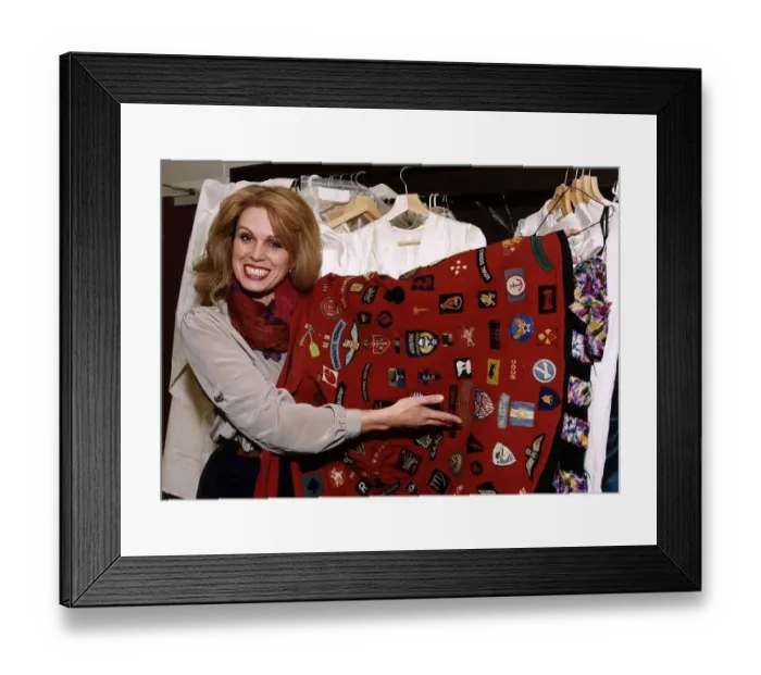Framed Print : Joanna Lumley with some of the material at the imperial war museum Framed Print : Joanna Lumley with some of the material at the imperial war museum