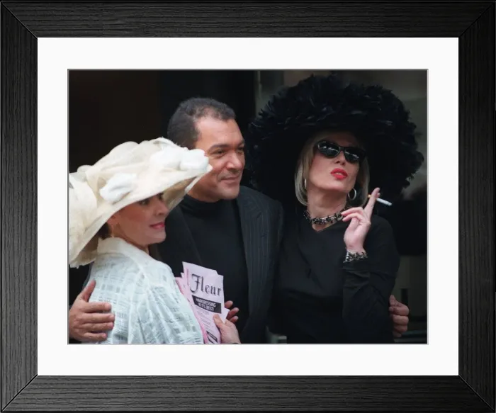 Framed Print : Joanna Lumley who plays Patsy in the Absolutely Fabulous TV programme outside St Columbus Framed Print : Joanna Lumley who plays Patsy in the Absolutely Fabulous TV programme outside St Columbus