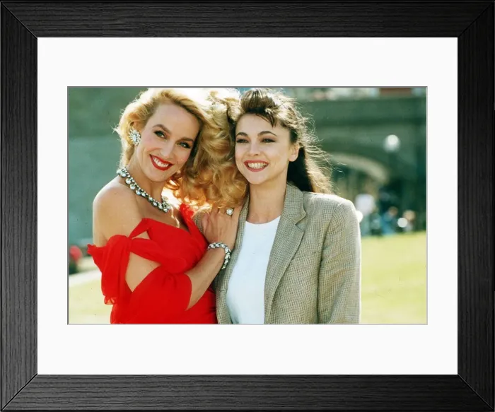 Framed Print : Emma Samms model with Jerry Hall model