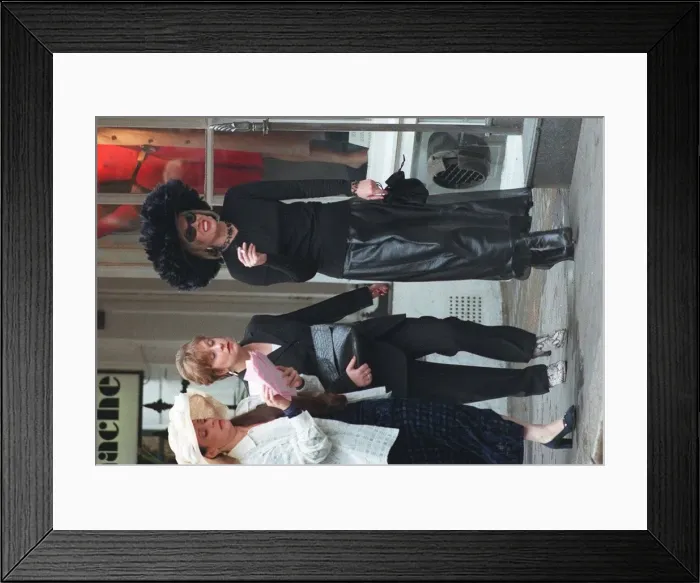 Framed Print : Joanna Lumley who plays Patsy in the Absolutely Fabulous TV programme outside St Columbus Framed Print : Joanna Lumley who plays Patsy in the Absolutely Fabulous TV programme outside St Columbus