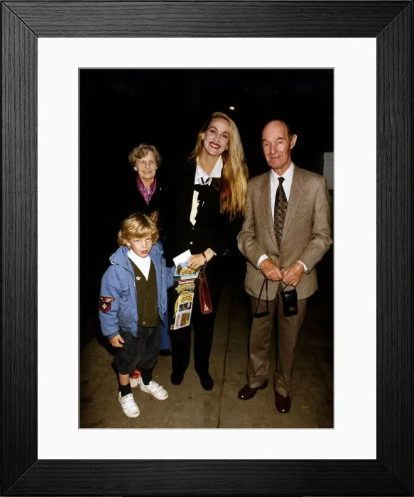 Framed Print : Jerry Hall Model with Son James and Mick Jaggers Parents Eva and Joe