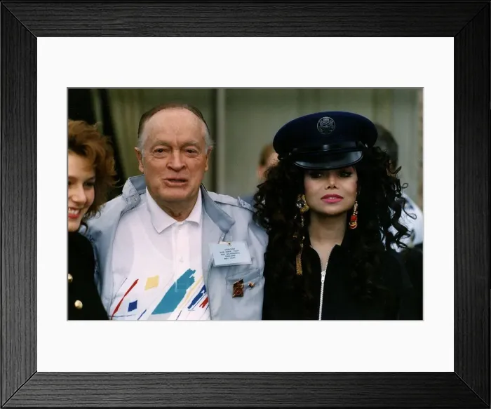 Framed Print : Bob Hope Comedian with Latoya Jackson Miss Universe Visting Airbase R. A. F. Mildenhall