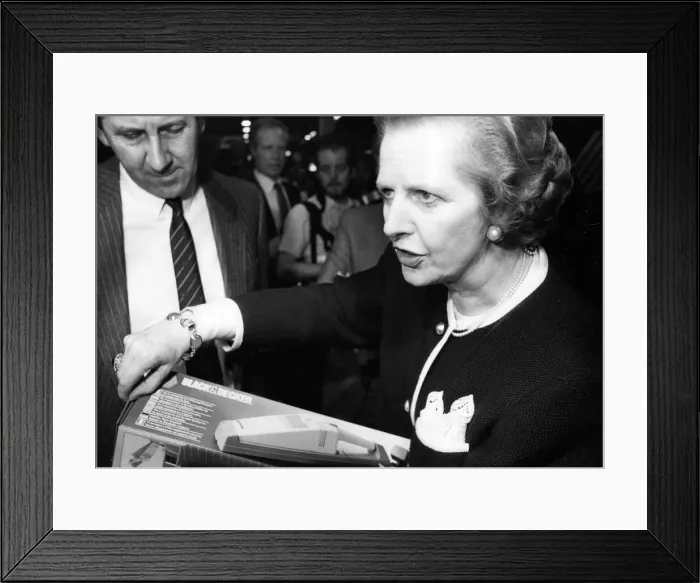 Framed Print : Margaret Thatcher visits the Black and Decker Factory in Spennymore Framed Print : Margaret Thatcher visits the Black and Decker Factory in Spennymore