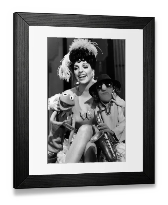 Framed Print : Liza Minnelli with her Muppet favourites Kermit the Frog 1979 and Zoot