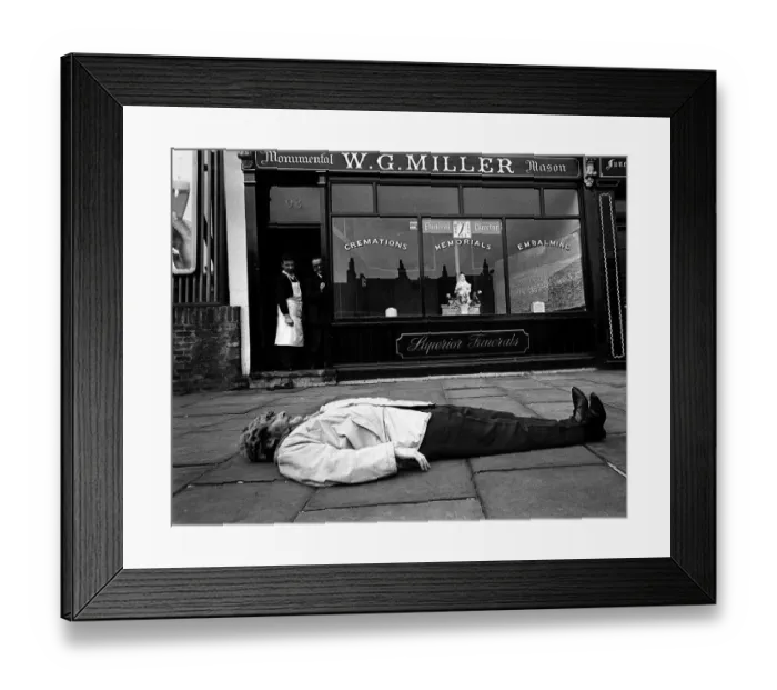 Framed Print : Spike Milligan comedian and author March 1963 prostrate on the pavement in front