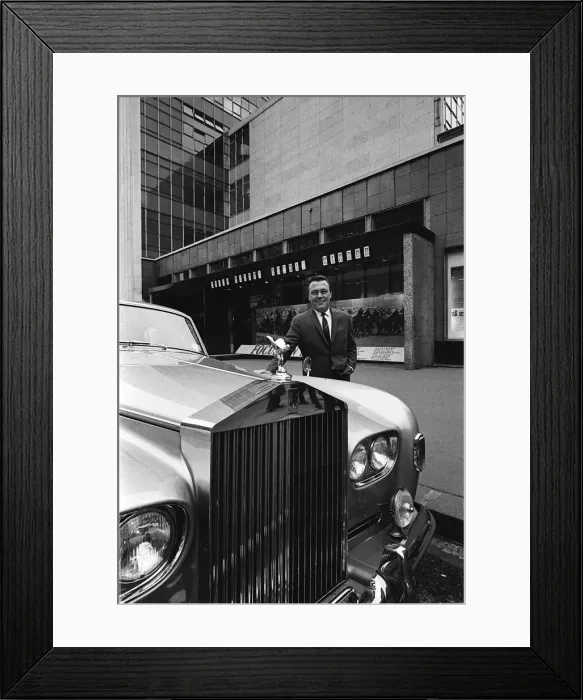 Framed Print : Matt Monro Singer with his Rolls Royce, Mar 1966 in front of Mirror building