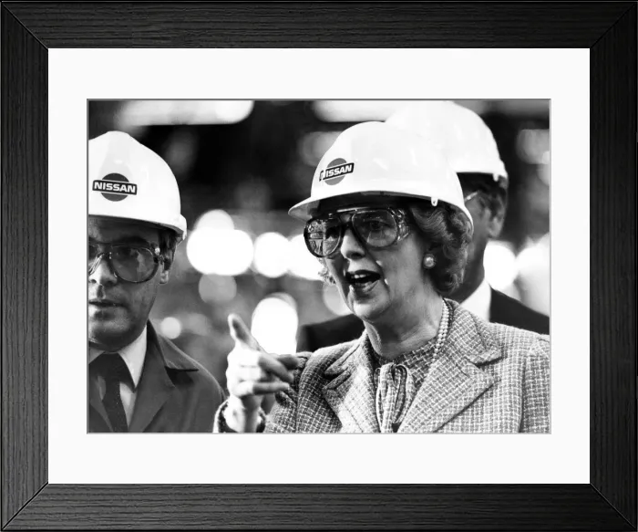Framed Print : Conservative Prime Minister Margaret Thatcher, wearing a hard hat and protective glasses Framed Print : Conservative Prime Minister Margaret Thatcher, wearing a hard hat and protective glasses