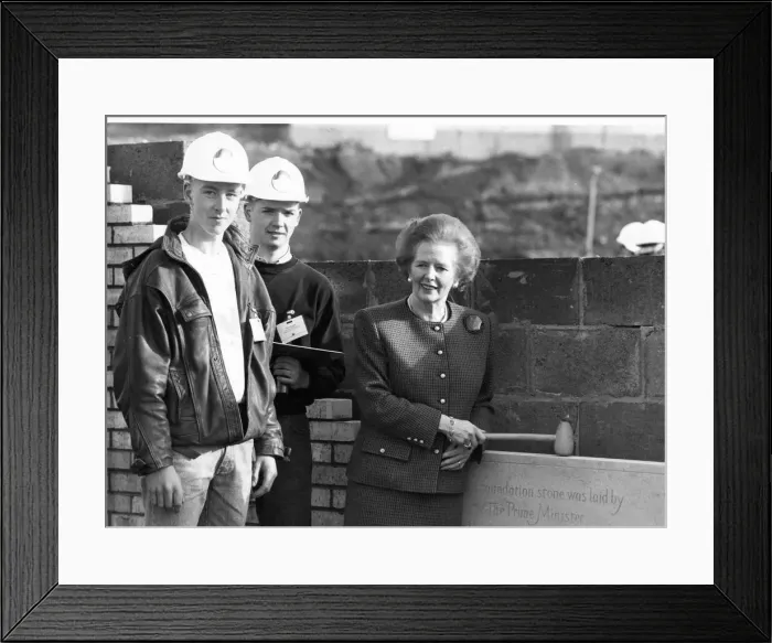 Framed Print : Margaret Thatcher at the foundation stone laying ceremony at St Peters Basin