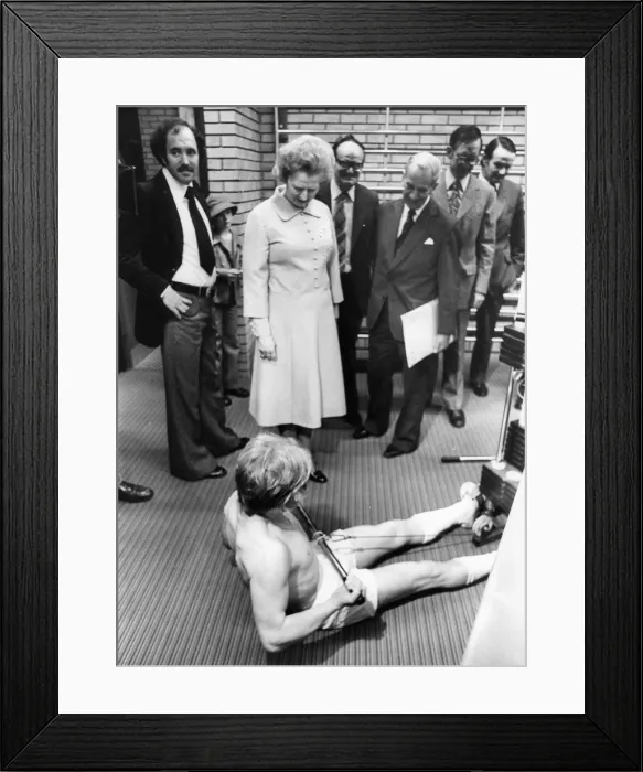 Framed Print : Margaret Thatcher visits Eldon Square sport centre, Newcastle Framed Print : Margaret Thatcher visits Eldon Square sport centre, Newcastle