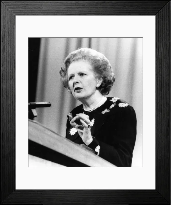 Framed Print : Margaret Thatcher giving a speech during a visit to Newcastle. March 1985
