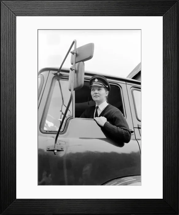 Framed Print : An Army girl in Germany learns to handle an army lorry instead of the usual Staff cars