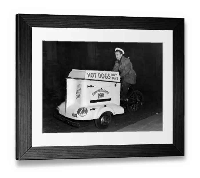 Framed Print : Hot-dog stands on tricycles tour Manchester at night and attend many outdoor events Framed Print : Hot-dog stands on tricycles tour Manchester at night and attend many outdoor events