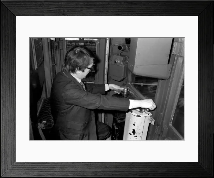 Framed Print : The Drivers compartment in a London tube of the same design as the one which crashed Framed Print : The Drivers compartment in a London tube of the same design as the one which crashed