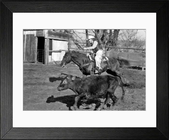 Framed Print : Farmer Bill Frith of Appledore, Kent, in cowboy dress and spurs Framed Print : Farmer Bill Frith of Appledore, Kent, in cowboy dress and spurs