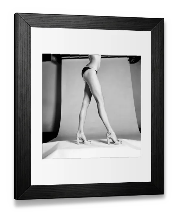 Framed Print : Glamour Models posing Legs belong to Delia Whittaker February 1975