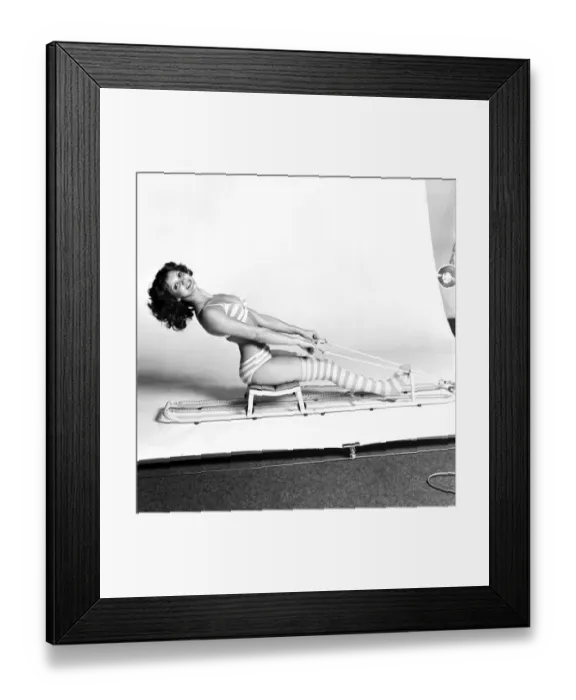 Framed Print : Exercise machine model Stephanie Marrian having a good workout Framed Print : Exercise machine model Stephanie Marrian having a good workout